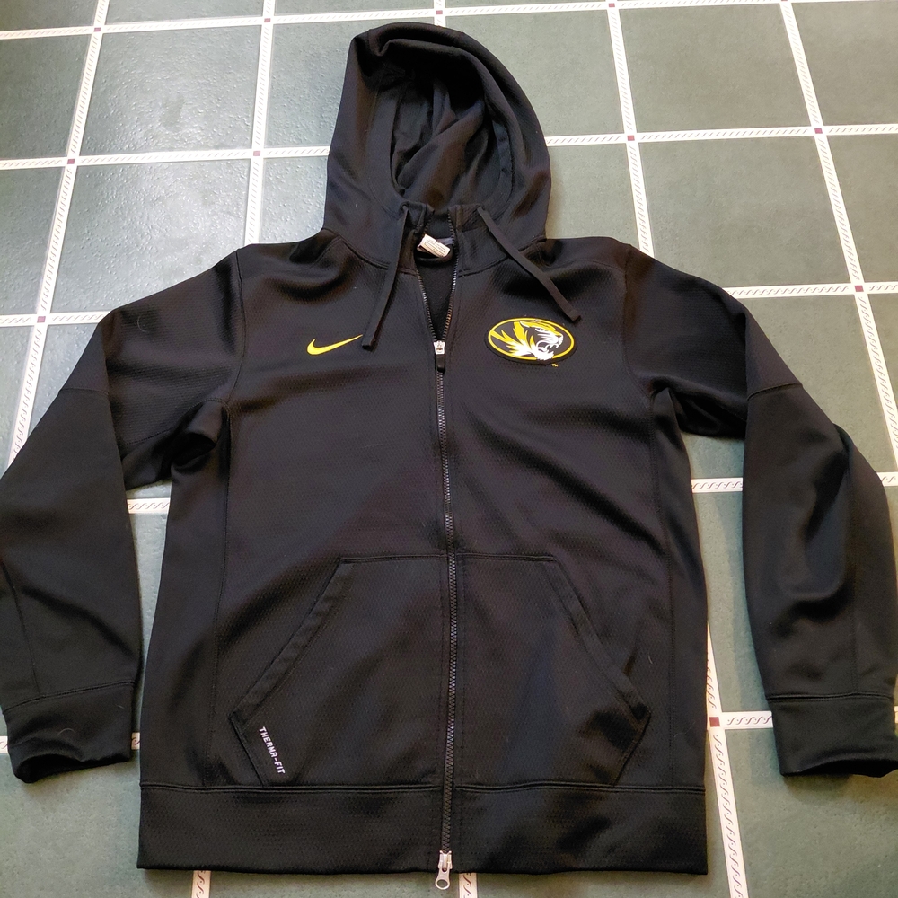 Nike Black Hooded Full-Zip Jacket with Yellow Logo